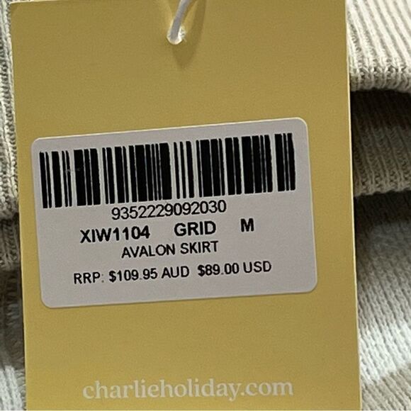 Charlie Holiday Grid Avalon Skirt tan and cream sweater skirt NWT - Picture 11 of 14